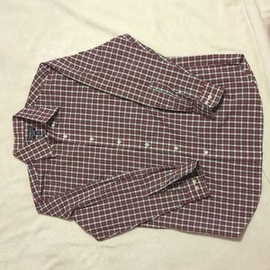 Croft and Barrow men's button down shirt size 16 neck Red White And Blue Plaid